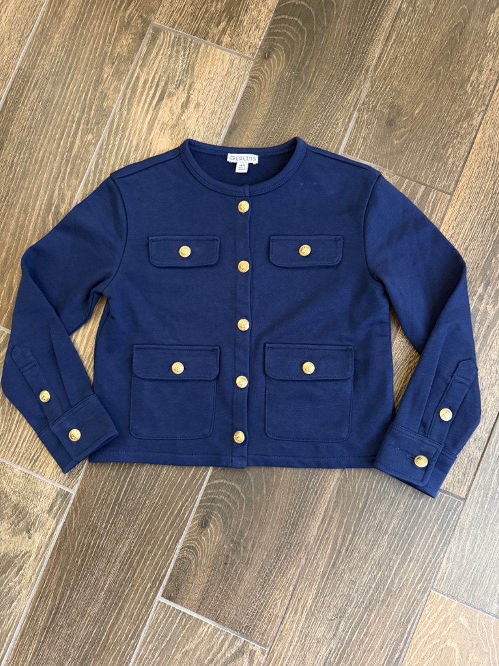 J.Crew Girls’ Navy French Terry Lady Jacket/Sailor White Pull-On Terry Short—6 - Picture 4 of 12